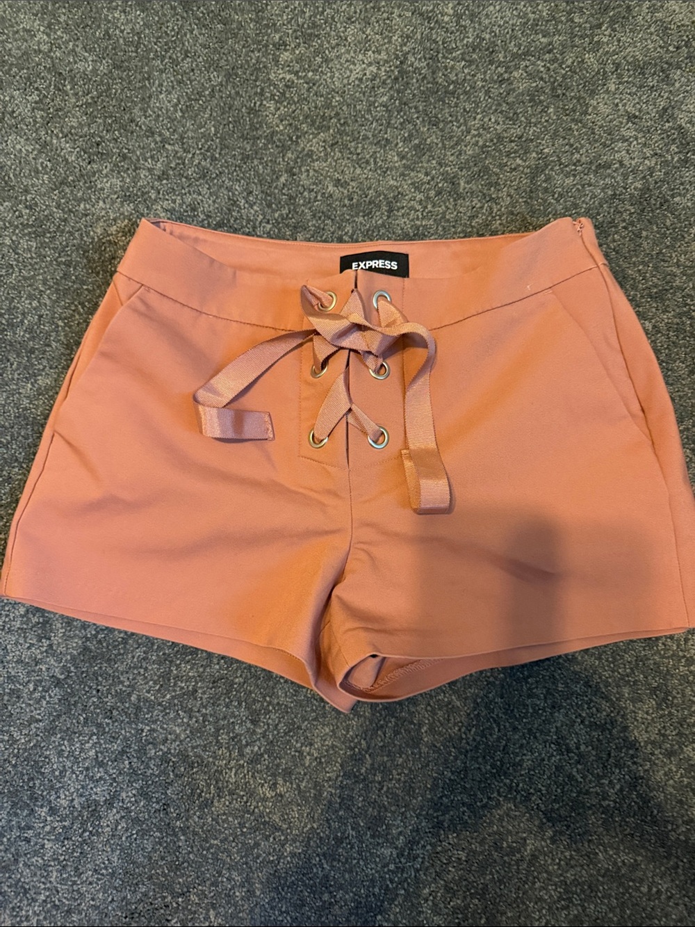 Express mid rise Lace-Up Peachy Pink Shorts